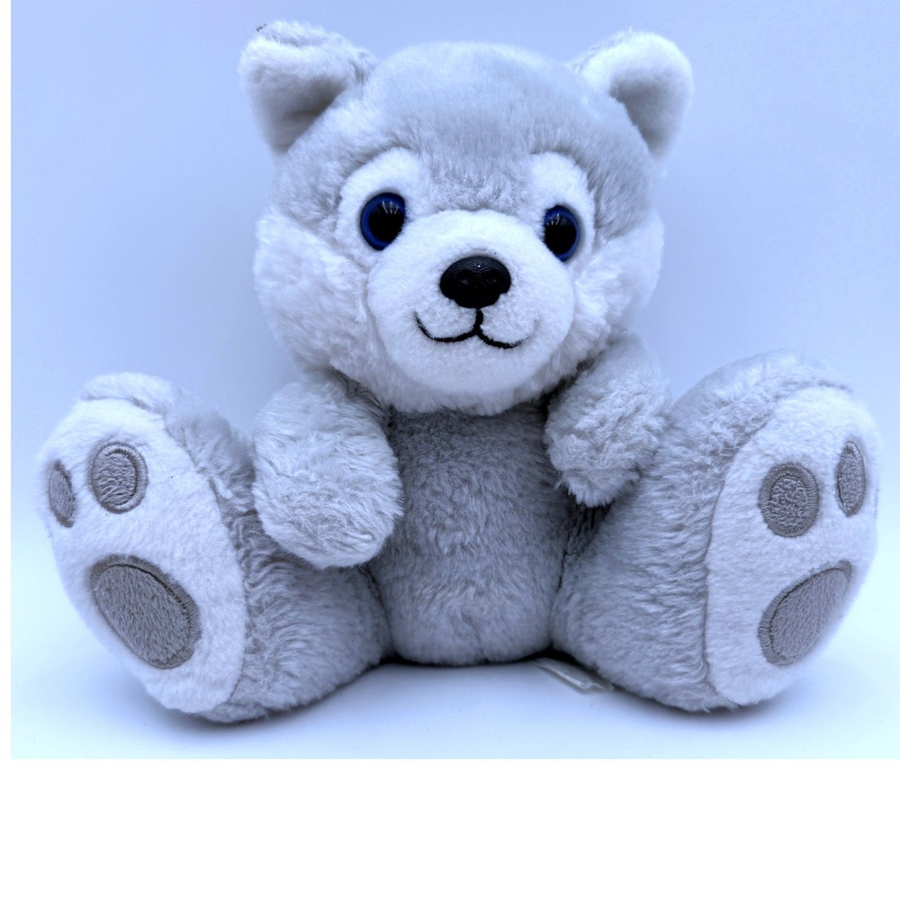 Wishpets Husky Plush Dog 8" Blue Eyes Big Paws Stuffed Animal Beaverton OR GUC